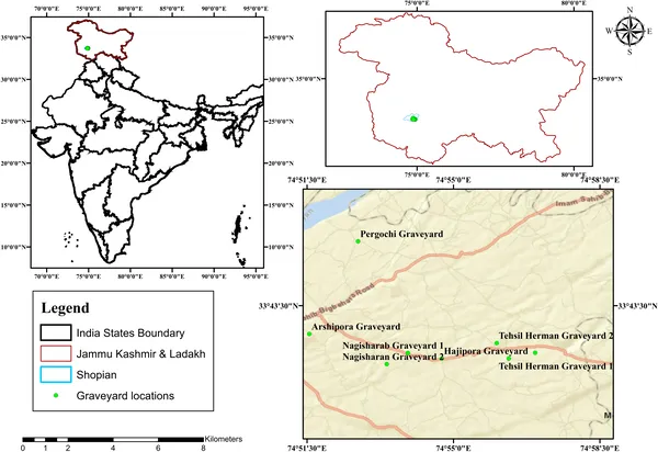 Map showing where samples were collected in the study area.