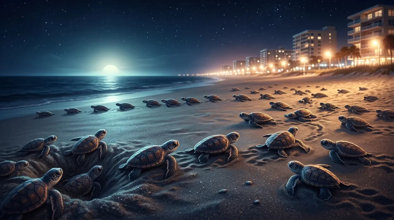 How Artificial Light Disorients Loggerhead Sea Turtle Hatchlings in Florida blog post