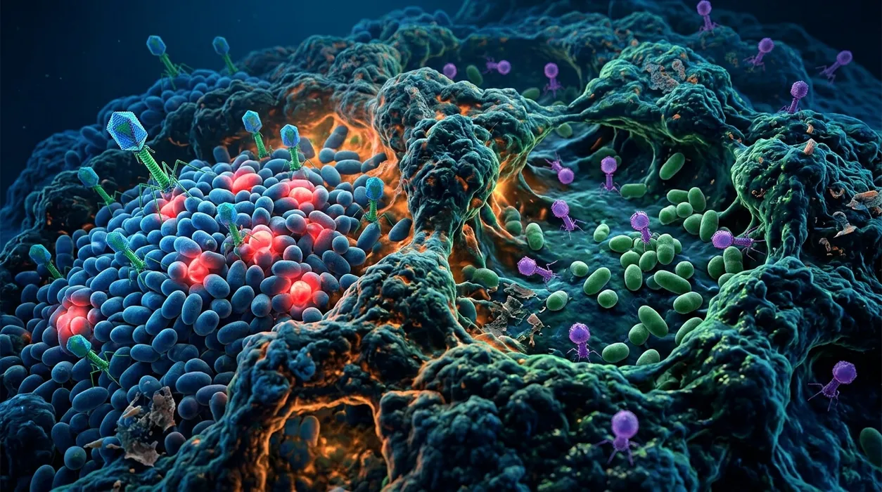 How Bacterial Biofilm Structure Shapes the Battle Between Viruses blog post