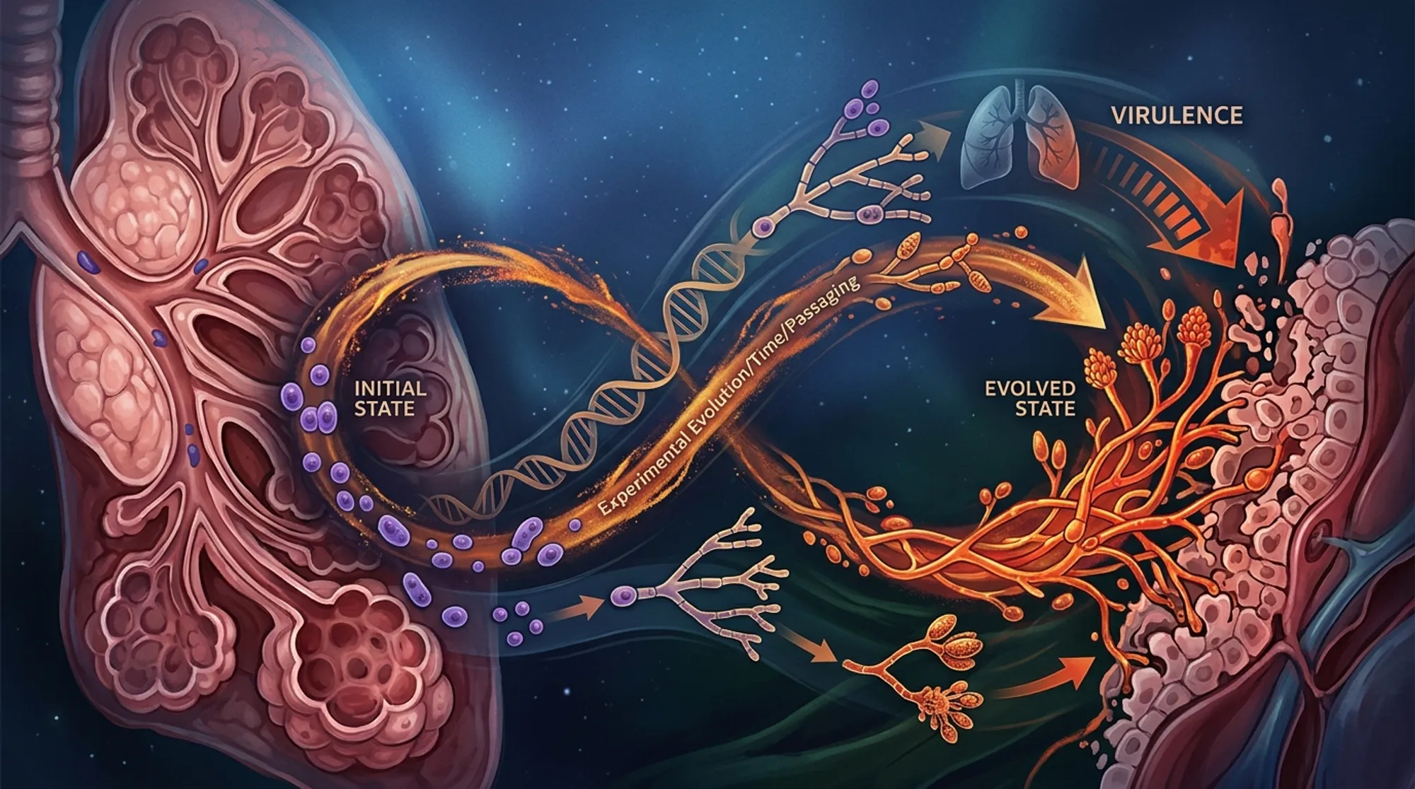Cover for Watching Fungi Evolve: Experimental Evolution Sheds Light on How Fungal Pathogens Adapt and Become More Virulent