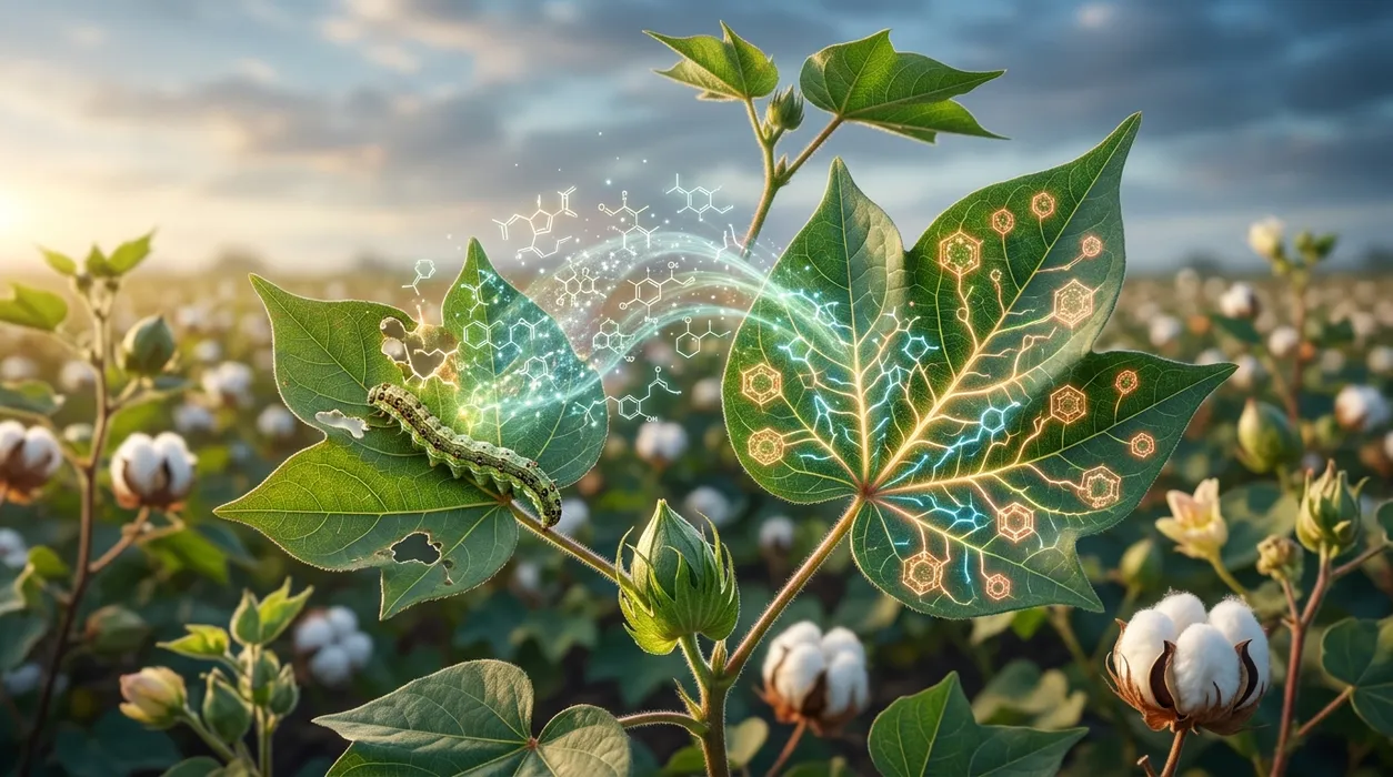 How Cotton Plants Use Chemical Signals to Prime Their Defenses Against Pests blog post