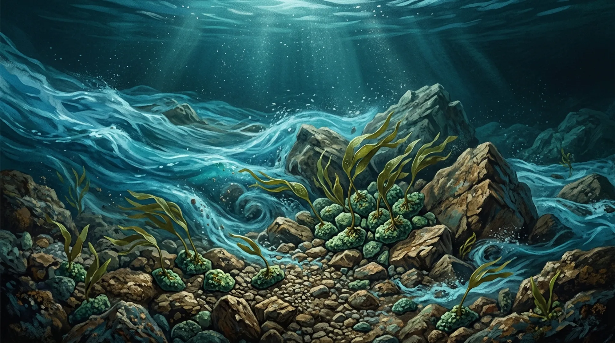 Cover for How Kelp-Stone Ratios and Ocean Floor Texture Help Green Gravel Stay Put in the Waves