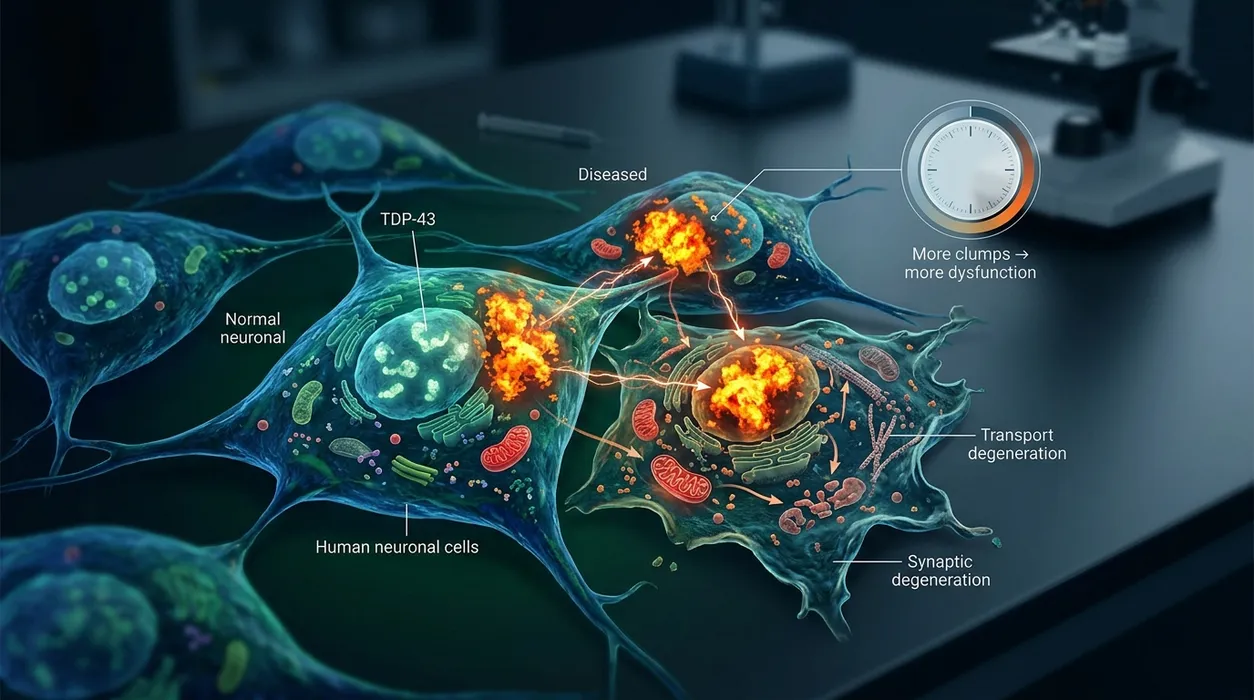 Unraveling the Link Between Protein Clumps and Neurodegeneration: A New Cellular Model Sheds Light on ALS and Related Diseases blog post