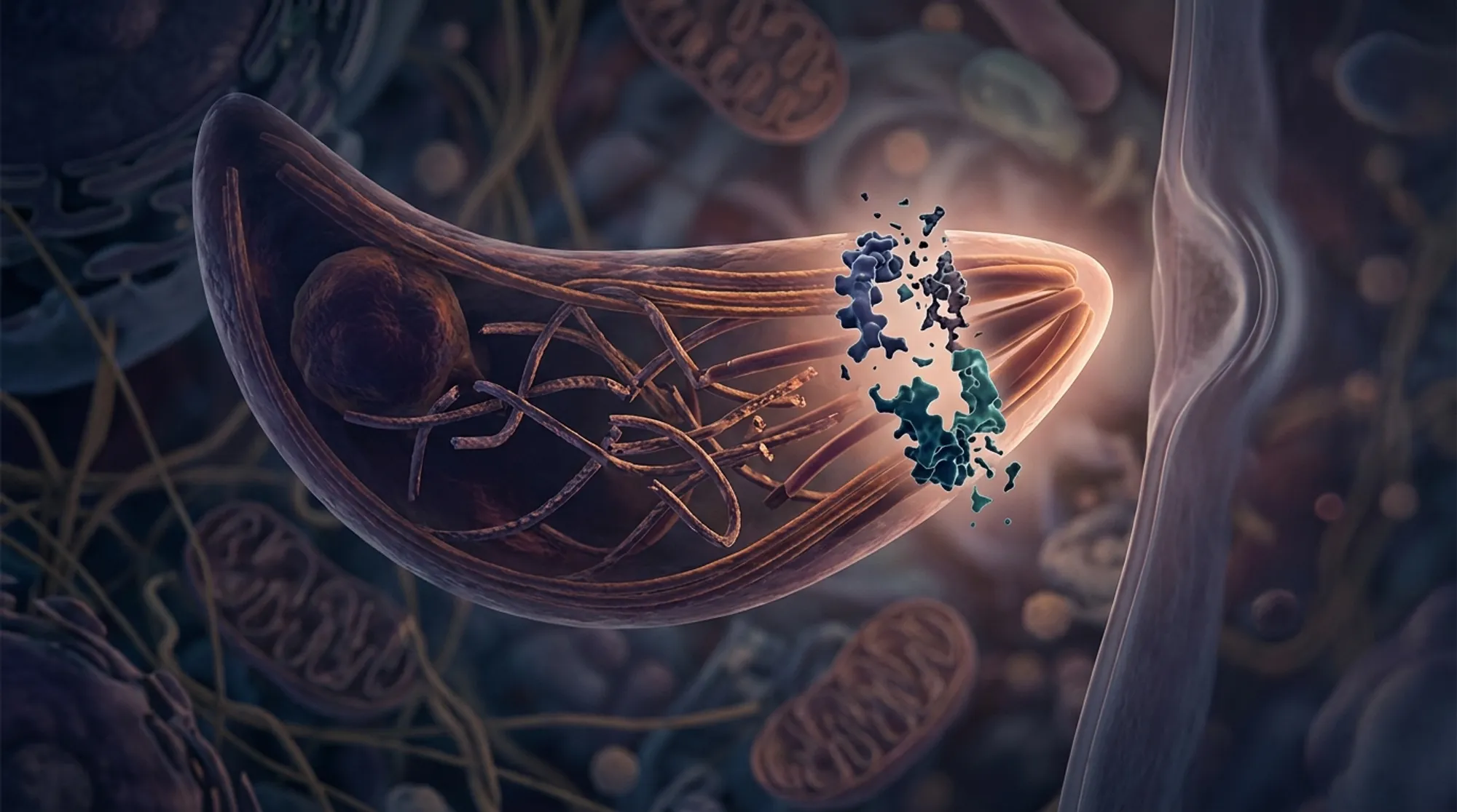 Cover for The human parasite, Toxoplasma gondii, is paralyzed without two components of the apical polar ring
