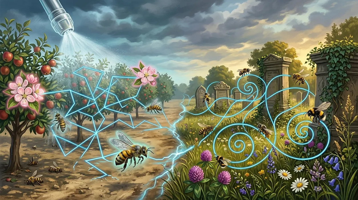 How Pesticides Create Deadly Ecological Traps for Pollinators in Apple Orchards blog post